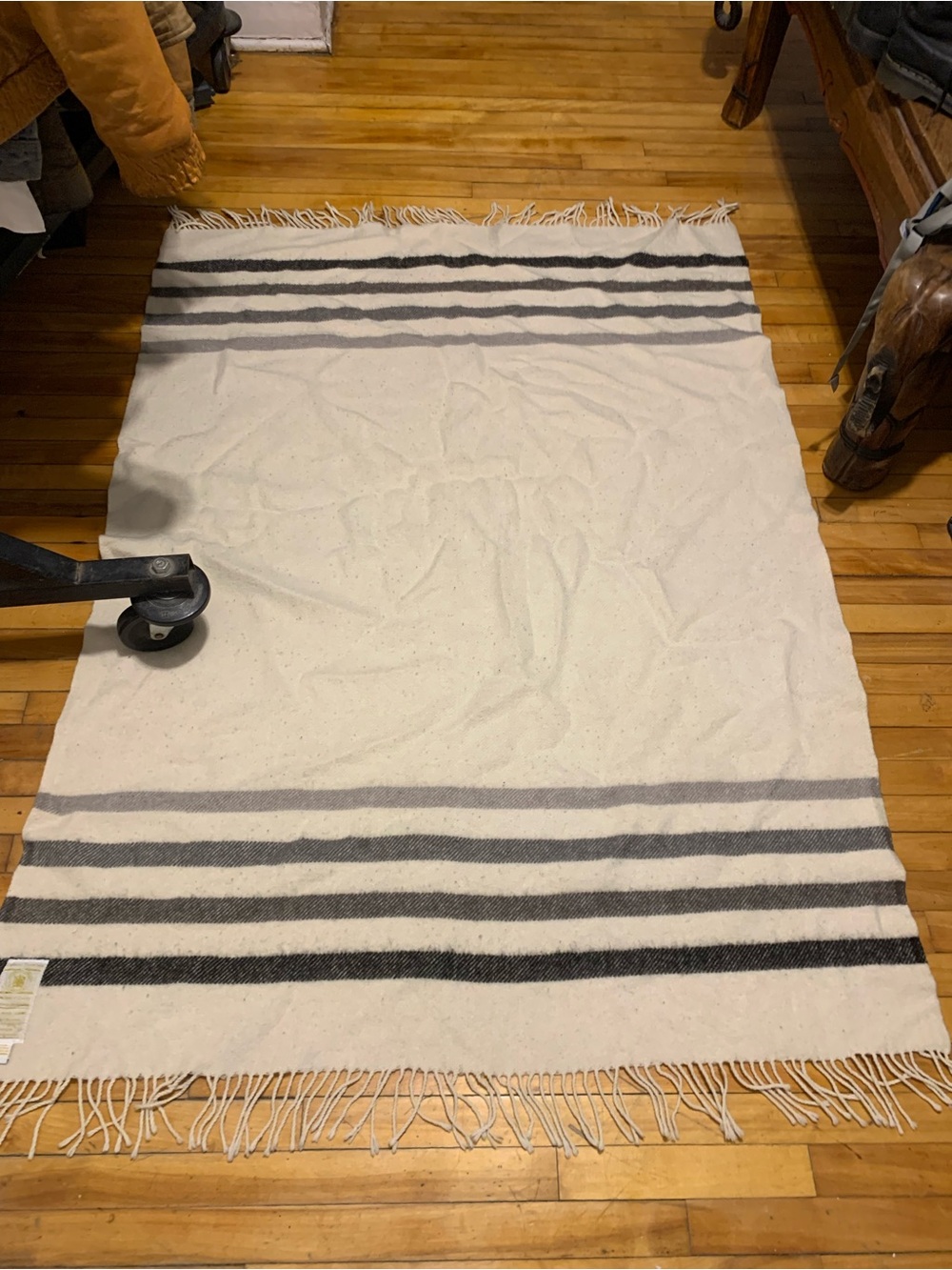 Vintage Hudsons Bay Caribou Wool Throw Blanket 100% Wool Made in England